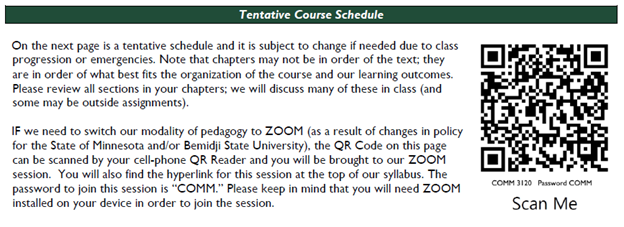 Tentative Course Schedule