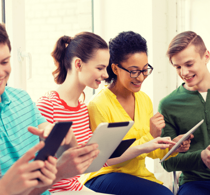 Students using various devices