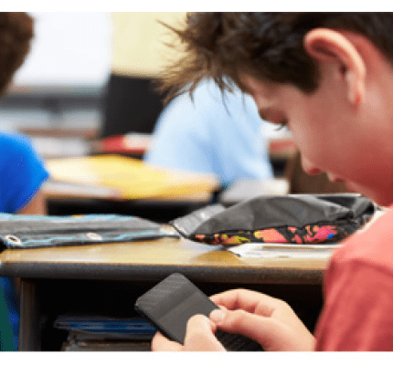 Student texting during class