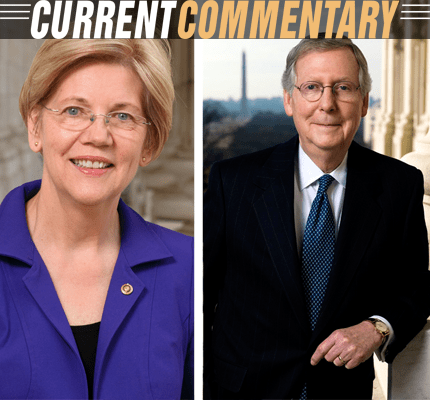 Photo of senators Warren and McConnell