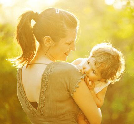 Mother holding child