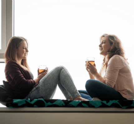 Mom and daughter talking
