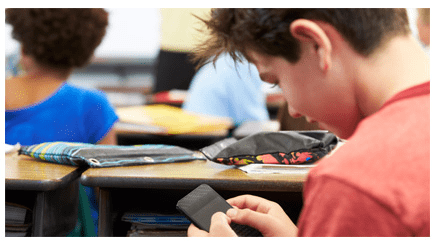 Student texting during class