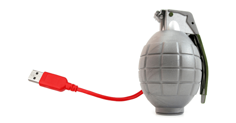 Richard Peterson/Shutterstock Photo of a fake grenade attached to USB cord