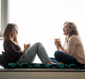 Mom and daughter talking